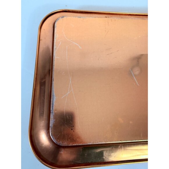 Rustic Metal Floral Serving Tray Gold Tone Flowers Trim Farmers Market VTG 50s - Picture 15 of 16